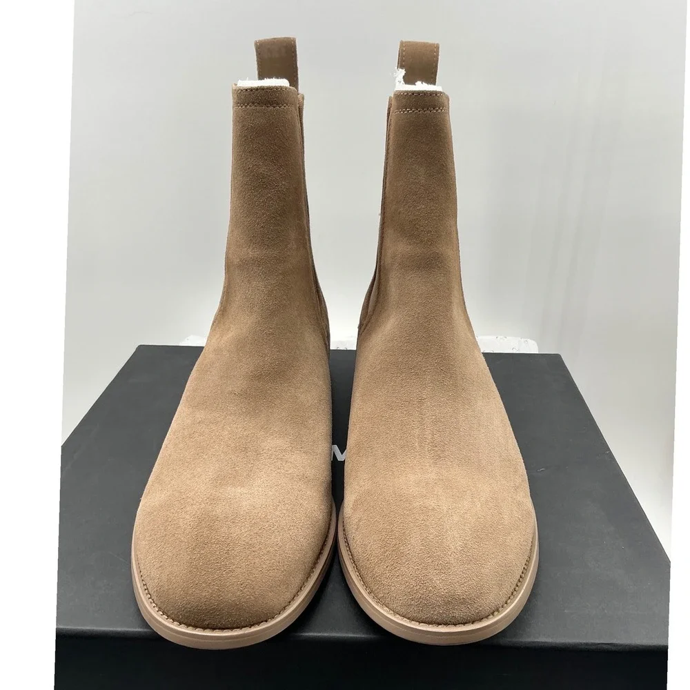 Saint Morta Mens Tan Suede Chelsea Boots Size 45 US 11 Brown Embossed Logo